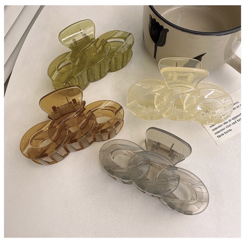 Kẹp Tóc Càng Cua Chuỗi Mắt Xích Jelly Acrylic Cầu Vồng Nhiều Màu