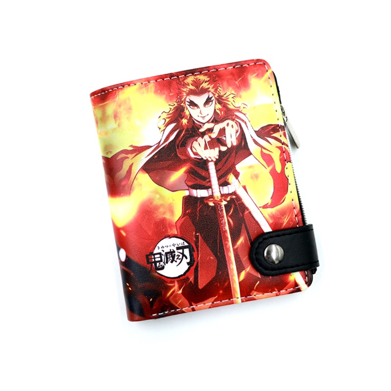Ví Da PU Gấp Gọn In Hình Anime Demon Slayer Rengoku Kyoujurou Kimetsu No Yaiba Kamado Tanjirou