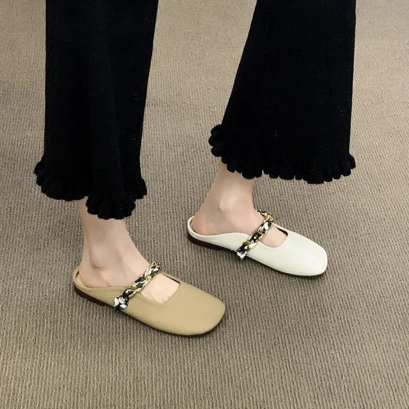 Dép Bít Mũi Đế Bằng Phong Cách Pháp Cổ Điển Thời Trang Mùa Xuân Cho Nữ