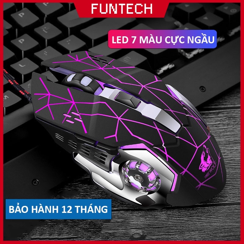 Chuột máy tính gaming có dây Free Wolf V5 cao cấp 4 mức DPI Led 7 màu siêu đẹp giá rẻ