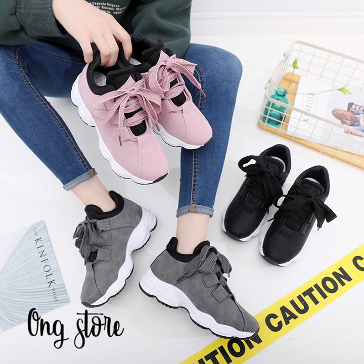 FREESHIP Giày thể thao nữ giày sneaker nữ Hàn Quốc dây to | BigBuy360 - bigbuy360.vn
