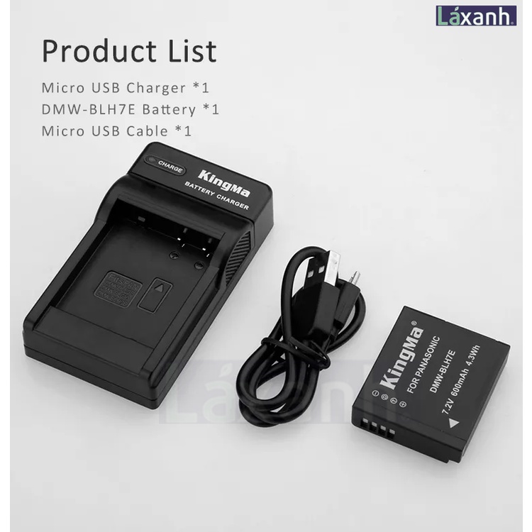 Lumix BLH7E BLH7 | Pin và Sạc máy ảnh Pana LUMIX GM1 GM5 GF7 GF8 GF9 GF10 LX10 G850 KINGMA Pana BLH7PP DMW-BLH7 BLH7E