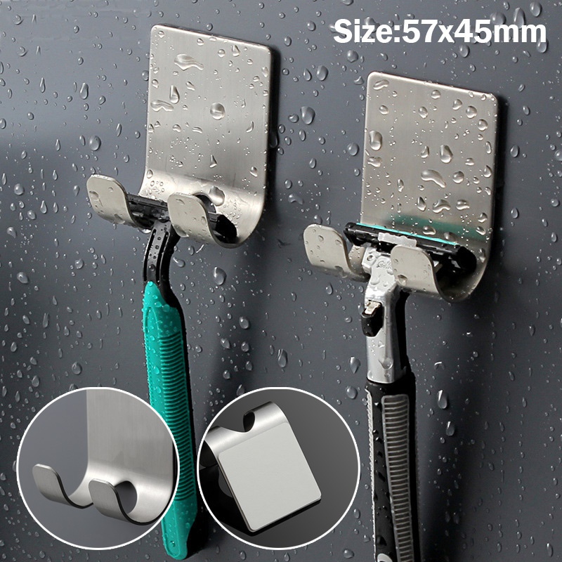 Set 2 giá đỡ dao cạo râu gắn tường không cần đục lỗ thiết kế nhỏ gọn và tiện dụng
