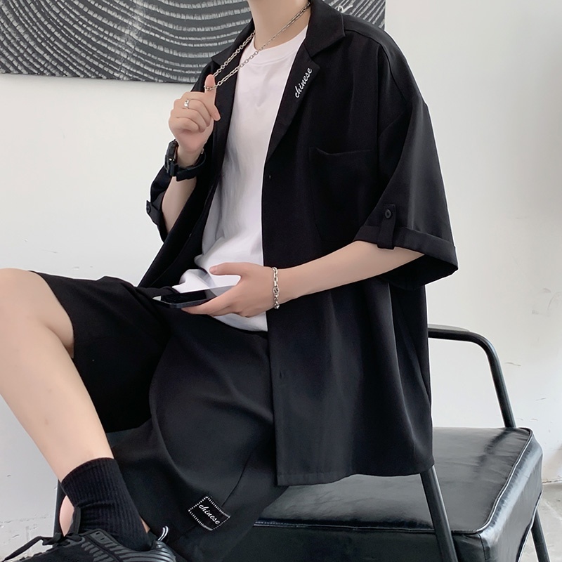 Set áo sơ mi ngắn tay + quần short thời trang mùa hè cho nam