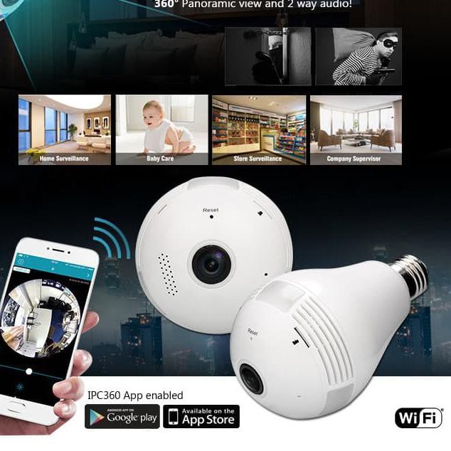 Camera Ip Wifi V380 Hình Bóng Đèn 360 Độ