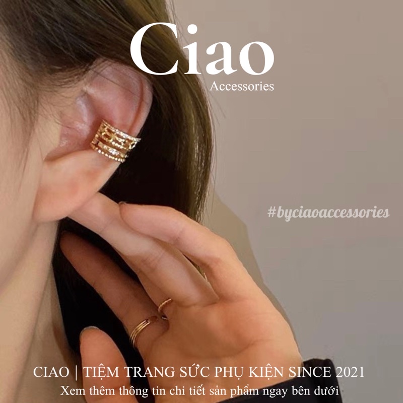 [HOẢ TỐC 1H] Khuyên vành tai/ Kẹp vành tai thiết kế lấp lánh mã 26 phong cách trendy Ciao accessories