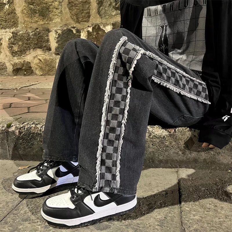 Quần jeans dài ống rộng phong cách Âu Mỹ thời trang cho nam