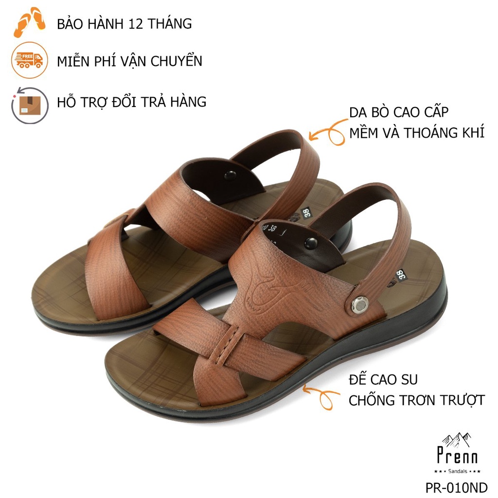 Dép da nam, hàng xuất khẩu 100% da thật cao cấp, Đế cao su đúc nguyên khối gầm kếp chống trơn siêu bền đẹp