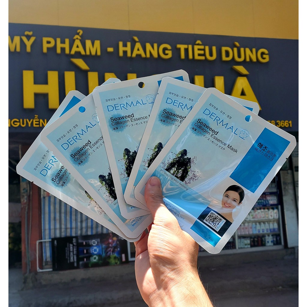 Mặt nạ đắp mặt, mặt nạ tinh chất tảo biển Dermal combo 5 miếng