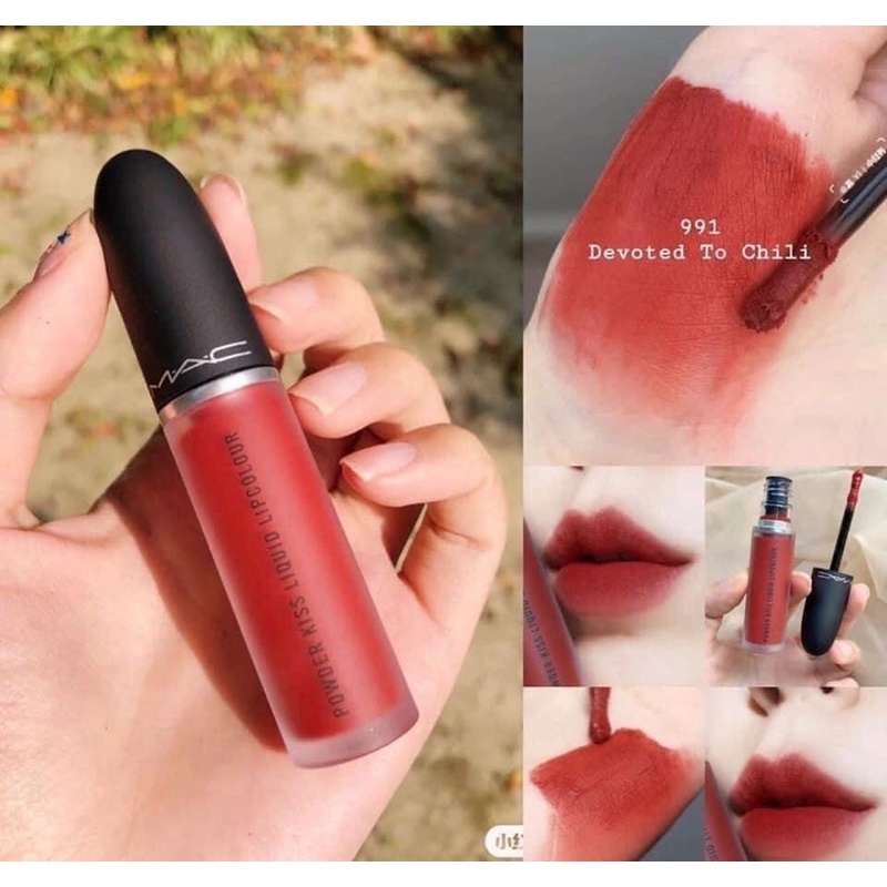 Son thỏi/ kem MAC Powder Kiss Liquid màu 316/ 991/ 877 Devoted To Chili - LAMII BEAUTY