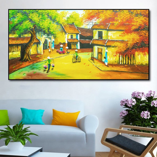 Tranh Laminate Tráng Gương - Tranh Treo Tường Phong Cảnh Con Phố Xưa (1 tấm)