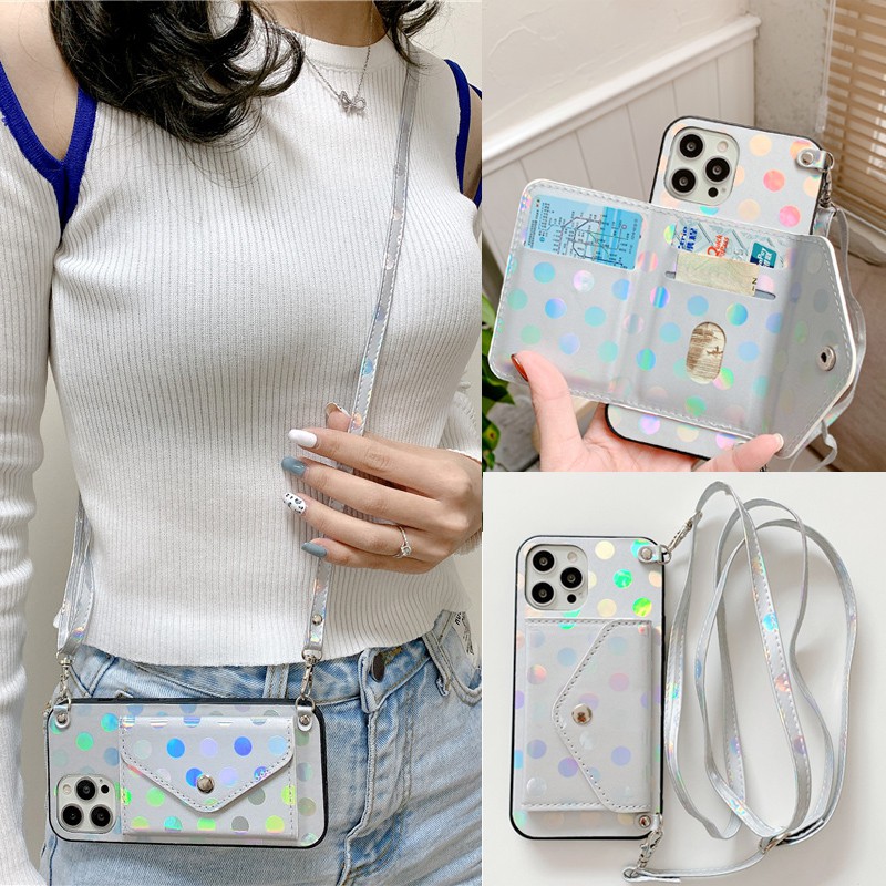 Ốp Điện Thoại Da Đa Năng Họa Tiết Chấm Bi Cho iPhone 12 11 Pro Max X XR XS Max 6S 7 8 Plus SE 2020 12