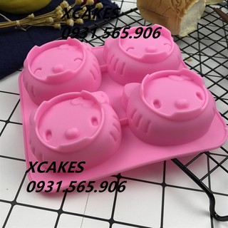 Khuôn Silicon Mèo Hello Kitty Vĩ 4 Mặt Lớn