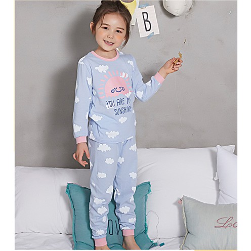 Bộ pijama dài tay bé gái My Sunshine 100% cotton - Olomimi Hàn Quốc