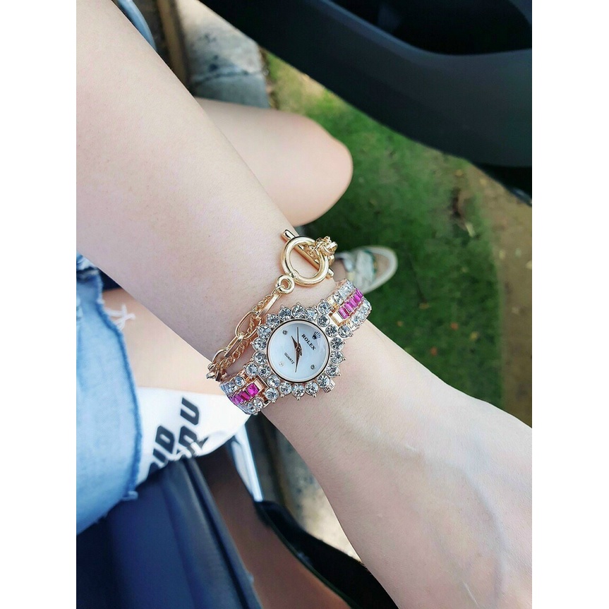 Đồng hồ đeo tay nữ, đồng hồ nữ ROLEX đính full đá cao cấp sáng lấp lánh, siêu sang chảnh, giá rẻ nhất thị trường