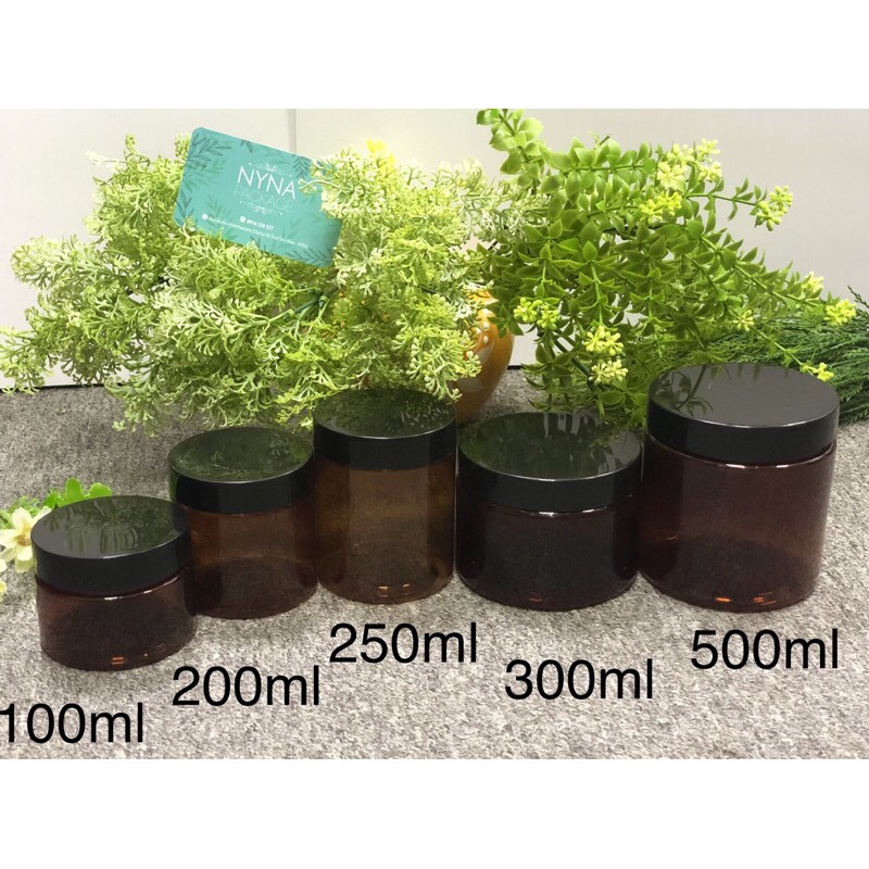Hũ Pet nâu nắp nhựa đen 100ml