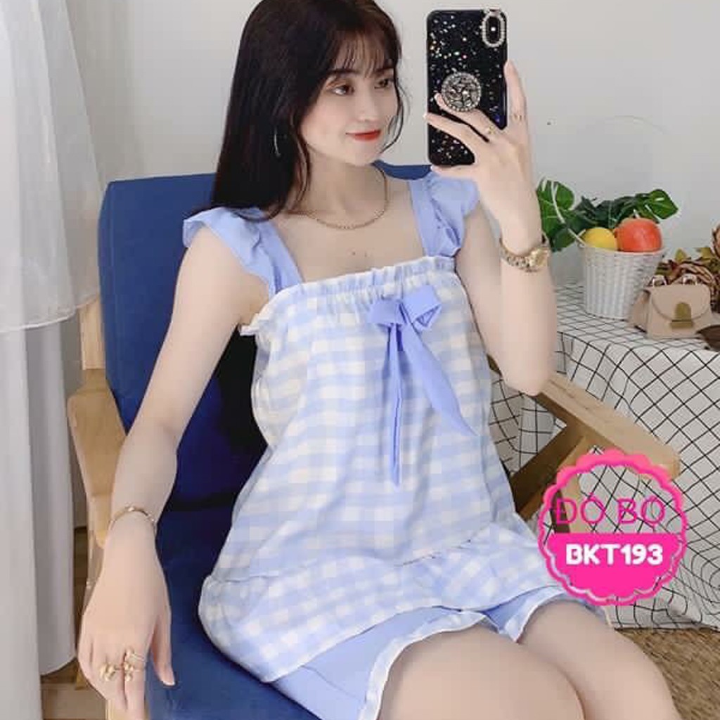 Đồ mặc nhà nữ 💥 FREE SHIP 💥 Đồ bộ ngủ xinh xắn, kẻ sọc caro siêu dễ thương, DB2 | BigBuy360 - bigbuy360.vn