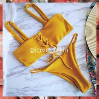 Bikini dây đan nâng ngực tôn dáng có mút ngực, bikini dây rút, dây đan ngực