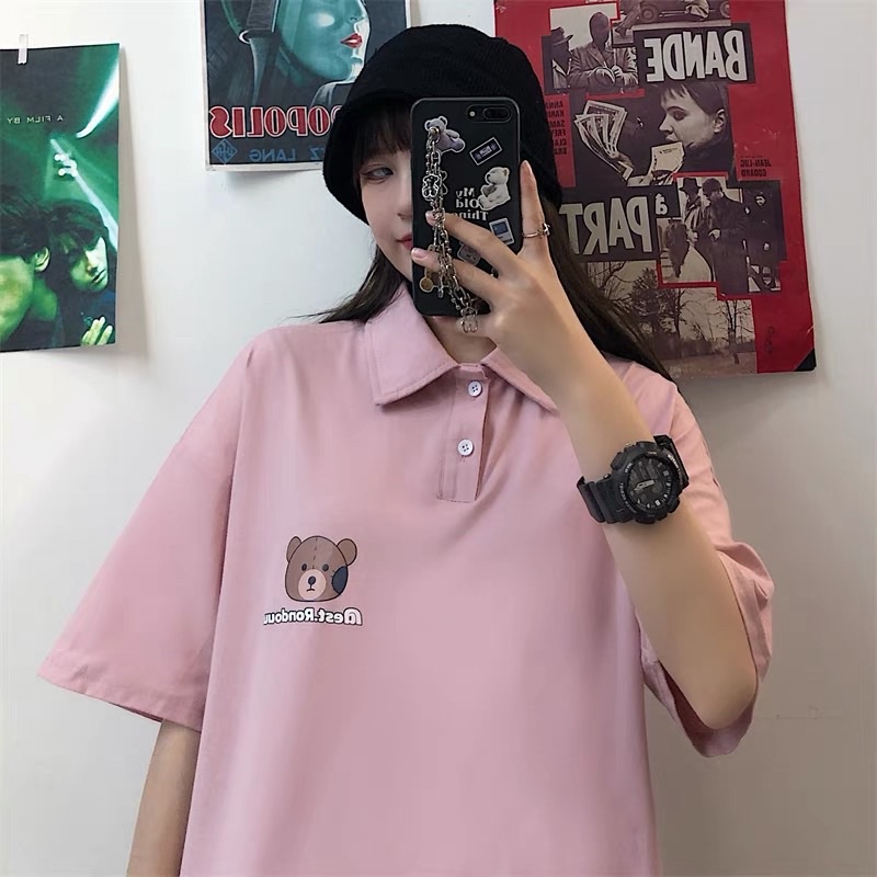 [Rẻ vô địch] Áo thun có cổ , áo polo gấu ngực freesize dành cho nam và nữ