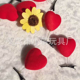 2 Kẹp tóc trái tim nhung đỏ