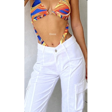 LESOVUR | Bodysuit cutout eo & quần Cargo