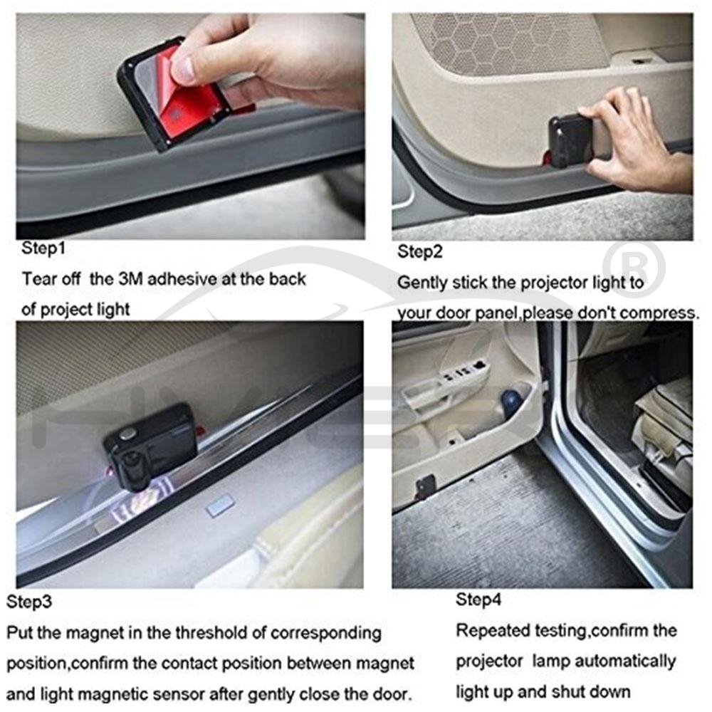 Set 2 Đèn Led Laser Không Dây Hình Hoạt Hình Pokemon Trang Trí Cửa Xe Hơi