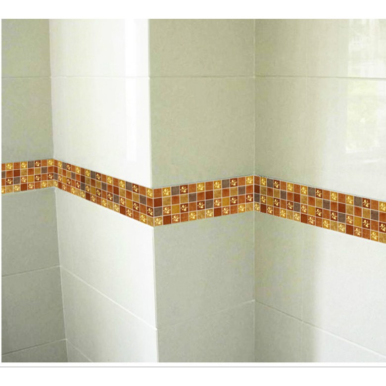 Cuộn 10m len dán viền tường keo sẵn ô vuông nâu keo sẵn (cao 10cm)