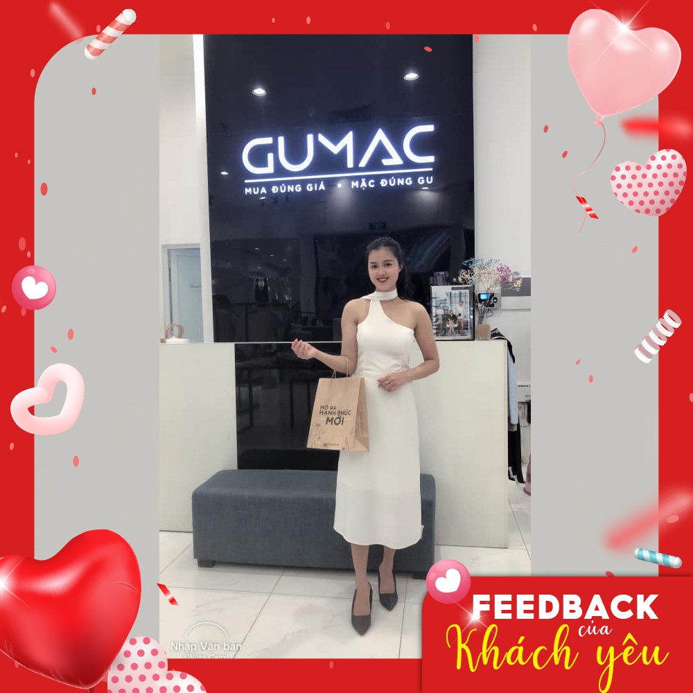 [Mã MABR07062 giảm 8% tối đa 50K đơn từ 249K] Đầm ôm nữ cúp ngực dây cổ GUMAC màu trắng ôm body quyến rũ DB472 | BigBuy360 - bigbuy360.vn