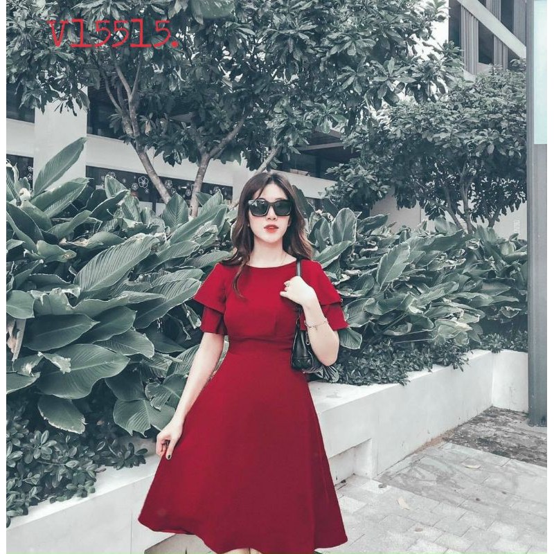 ĐẦM ĐỎ TAY XOÈ NƠ LƯNG 💋