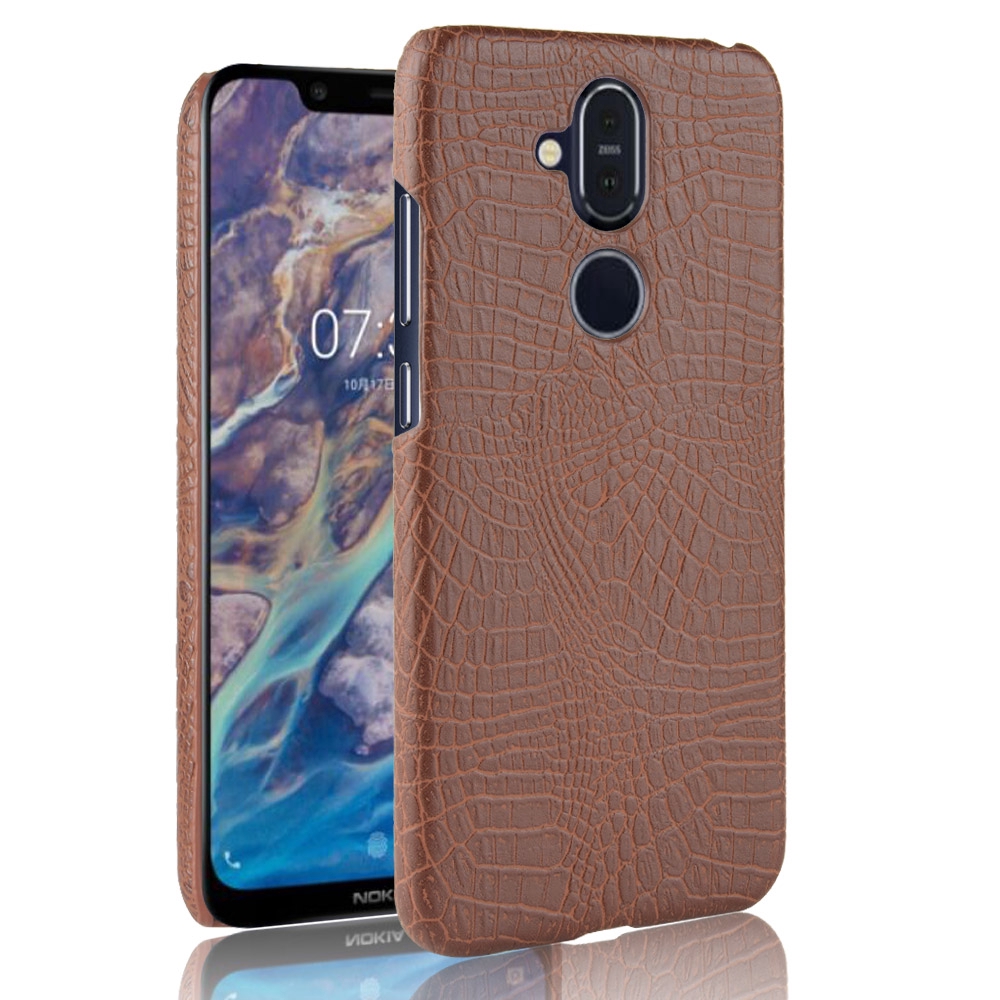 Nokia 8.1 Casing Fashion Crocodile Pattern Hard PC PU Leather Back Cover Nokia8.1 Hard Plastic Case Phone Cover