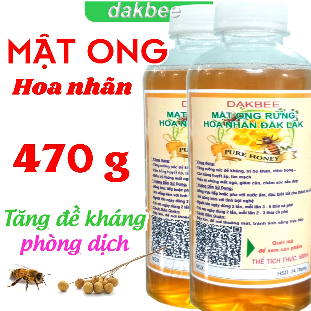 470g mật ong rừng hoa nhãn nguyên chất - daklak- [dakbee]