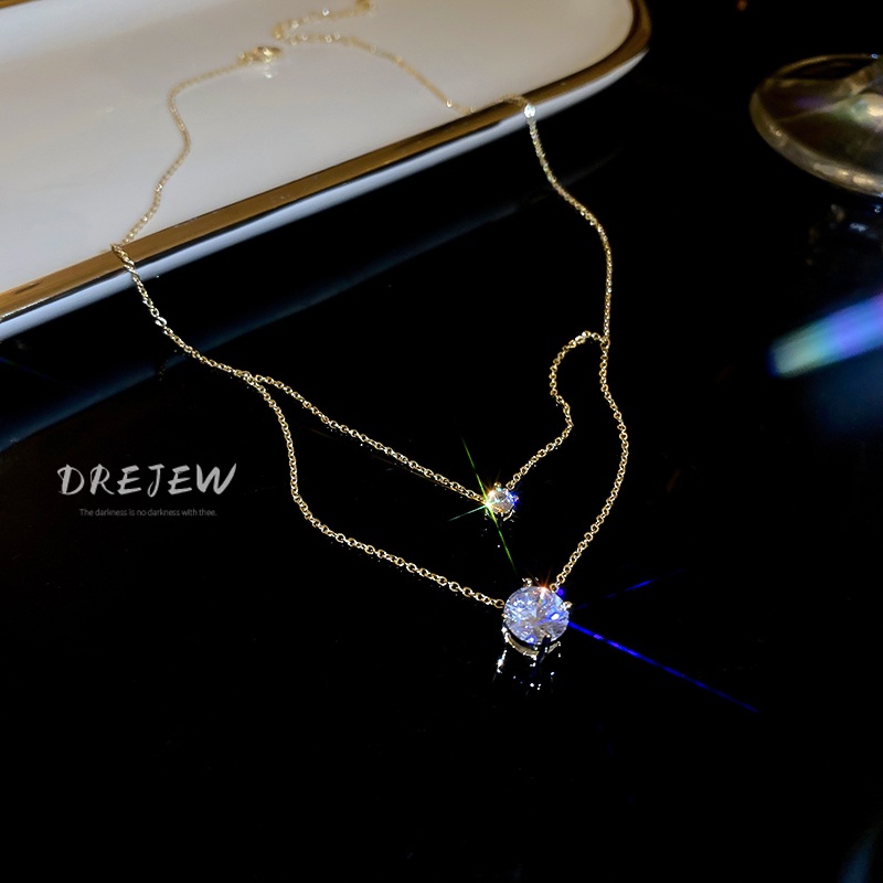 DREJEW Dây Chuyền Mặt Hình Học Mạ Vàng Thật Mạ Điện Zircon Phong Cách Nhật Hàn Thời Trang Chất Lượng Cao Dễ Phối Đồ