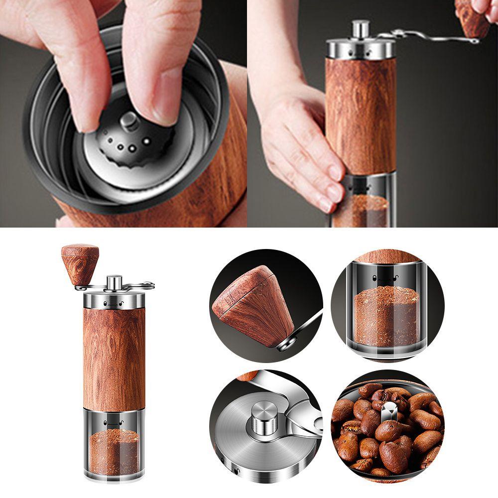 LONTIME Máy Xay Cà Phê Espresso Bằng Thép Không Gỉ Tay Cầm Gỗ