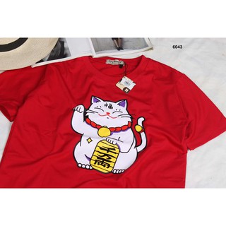 Áo thun THÊU MÈO THẦN TÀI hàng shop xịn - nam, nữ, couple (Ảnh thật)