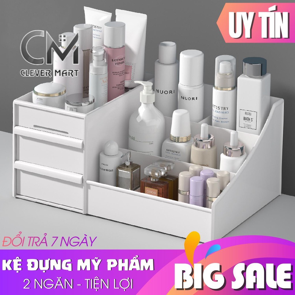 [GÍA HỦY DIỆT] Kệ Đựng Mỹ Phẩm 3 Tầng 2 Ngăn Kéo, Hộp Đựng Đồ Trang Điểm, Makeup Bằng Nhựa Cao Cấp