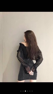 Áo nhúng tay loe cột nơ tiểu thư