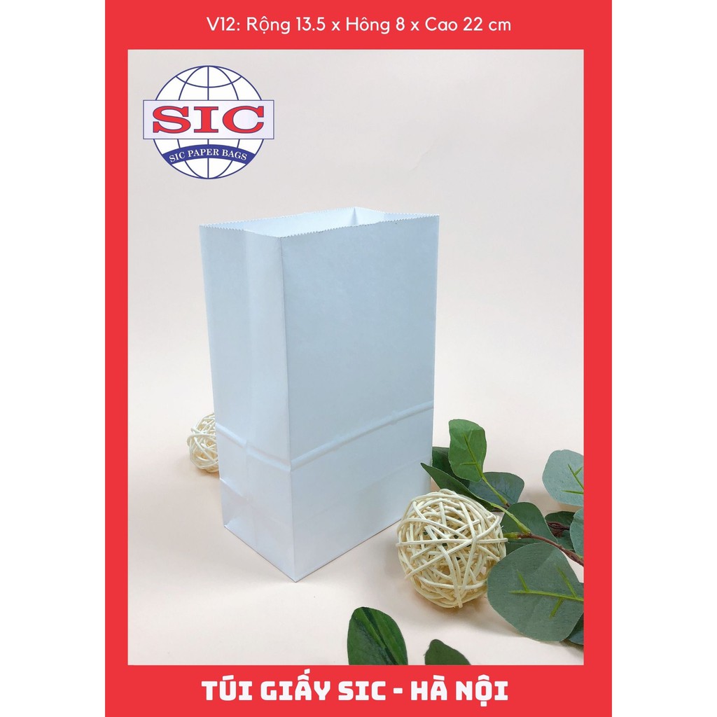 [SET 100 CHIẾC] TÚI GIẤY KRAFT V12: 13.5x8x22 MÀU TRẮNG KHÔNG QUAI ( ẢNH THẬT)
