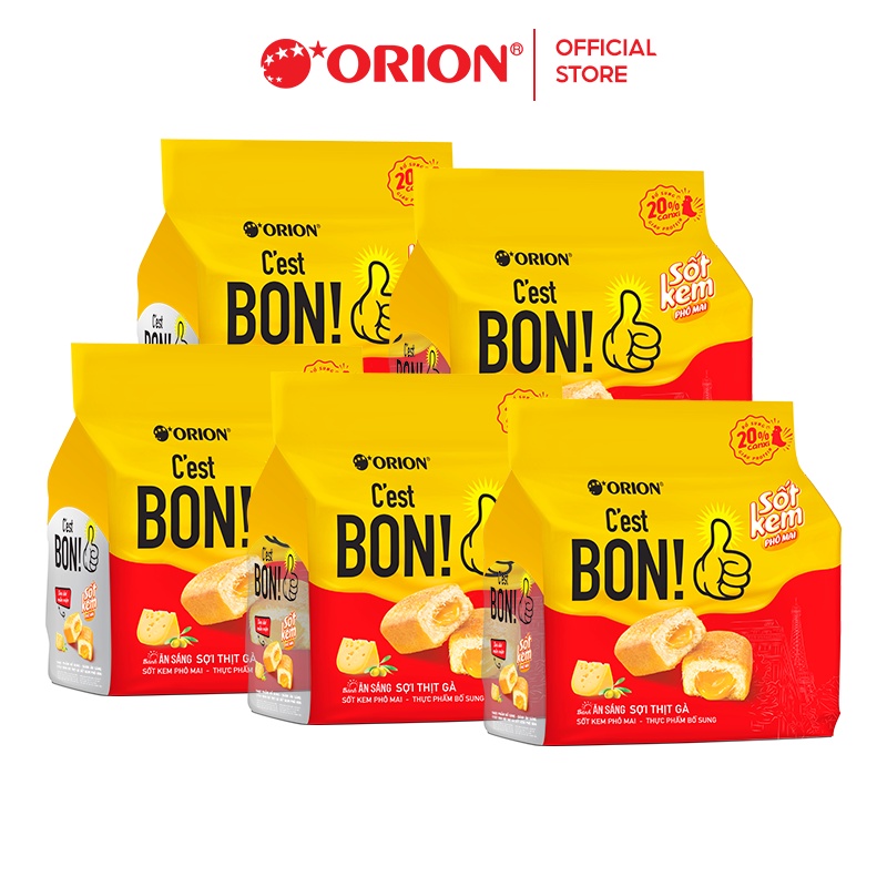 Combo 5 gói bánh ăn sáng Orion C'est Bon sợi thịt gà sốt kem phô mai (101,5 g x 5)