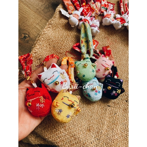 Móc treo mèo Nhật Maneki Neko Móc treo chìa khoá Mèo Thần Tài Chat chọn mẫu