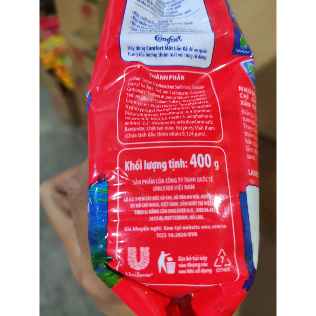 [Hoả Tốc] Bột giặt OMO 400g Đỏ Giặt Tay Hệ Bọt Thông Minh 400 g