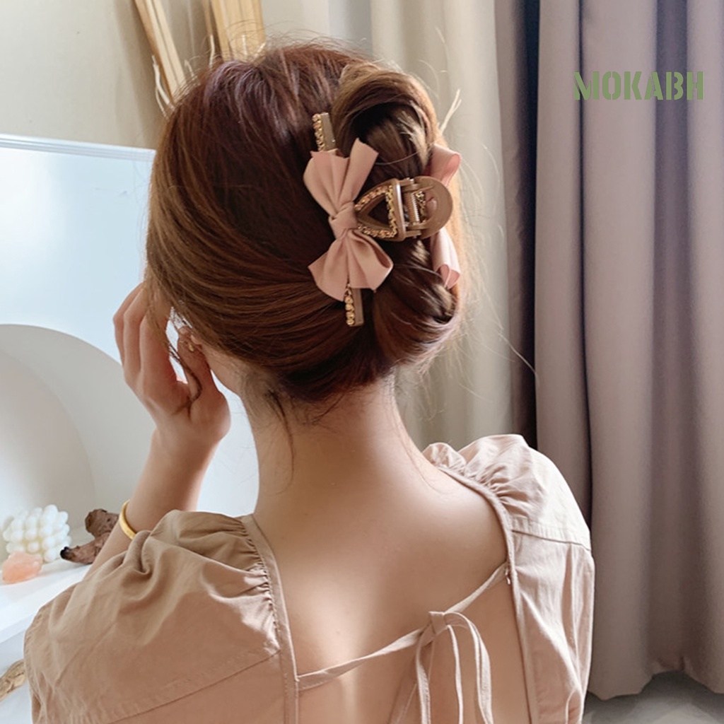 Kẹp Tóc Càng Cua Đính Đá Màu Trơn Chống Rơi Cho Nữ