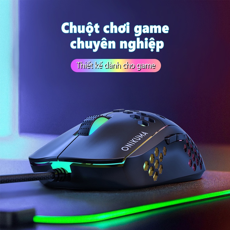 ONIKUMA CW903 Chuột Chơi Game USB Chuột Chơi Game Có Dây Chống Trượt Sáu Tốc Độ DPI Phát Sáng RGB Có Thể Điều Chỉnh