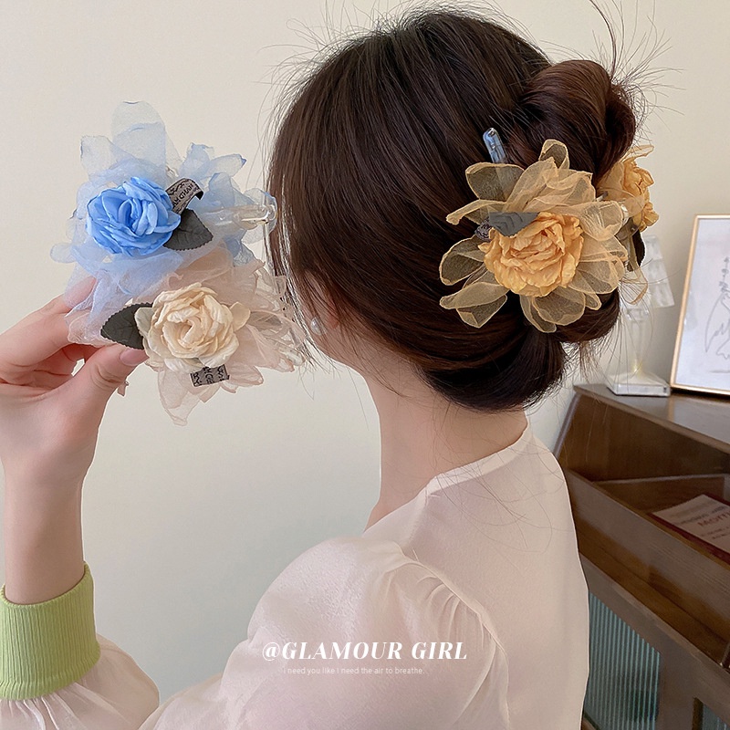 Kẹp Tóc Họa Tiết Hoa Lá Phong Cách retro Thời Trang