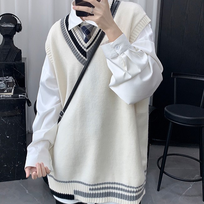 Áo sweater nam áo len không tay thiết kế đơn giản thời trang cho nam áo len kẻ áo ...