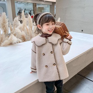 Áo Khoác Len Lông Cừu Thời Trang Mùa Thu 2020 Cho Bé Gái♣Áo Khoác Dày Dáng Dài Thời Trang Mùa Đông Ấm Áp Cho Bé♣Thời Trang Trẻ Em Hàng Đầu