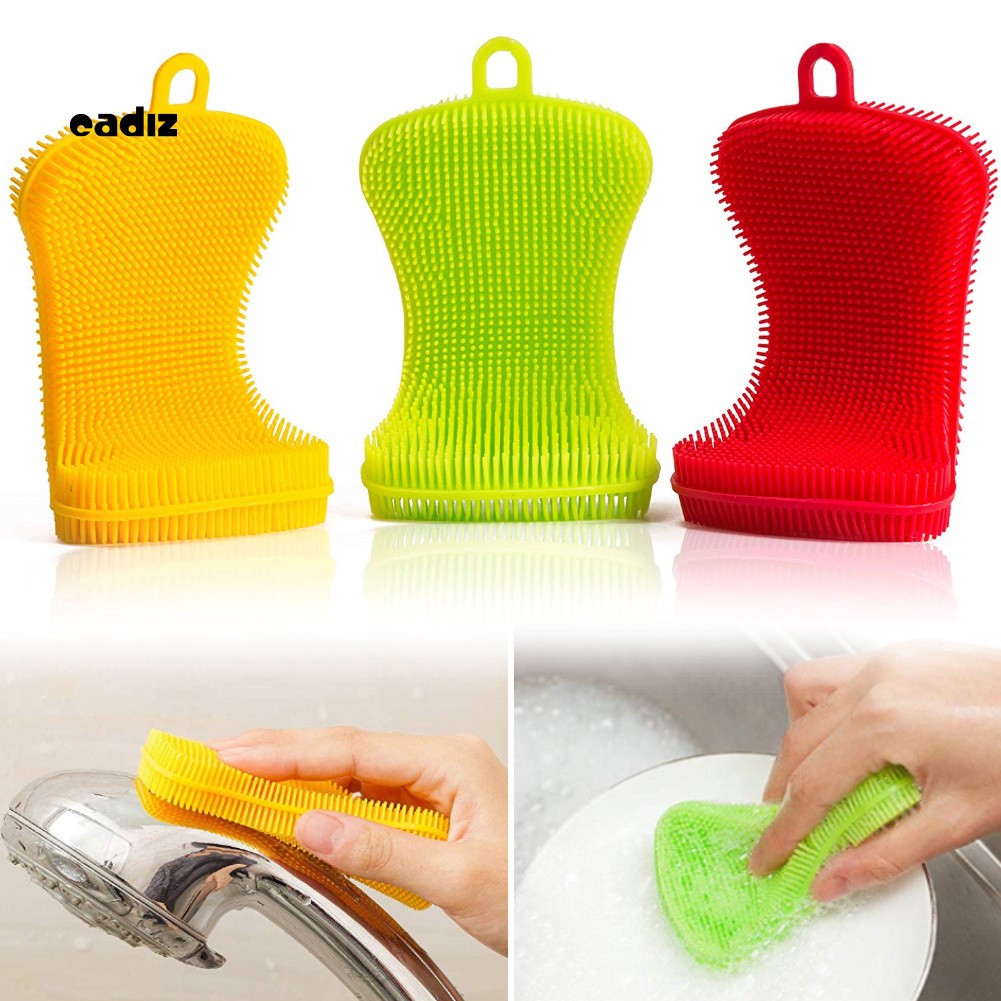 (hàng Mới Về) Set 3 Miếng Silicon Rửa Chén Hình Dáng Dễ Thương Cho Bé