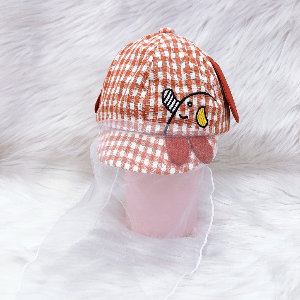 (Size 46) Nón Kết Bé Trai Có Khăn Caro Tai Voi Cao Cấp Duy Ngọc  Dành Cho Bé Dưới 18 Tháng Tuổi. (8816)
