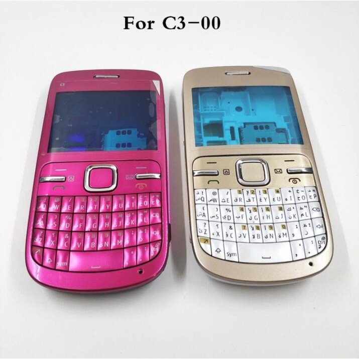 Dành cho Nokia C3-00 C300 C3 Vỏ điện thoại di động hoàn chỉnh + Bàn phím tiếng Anh