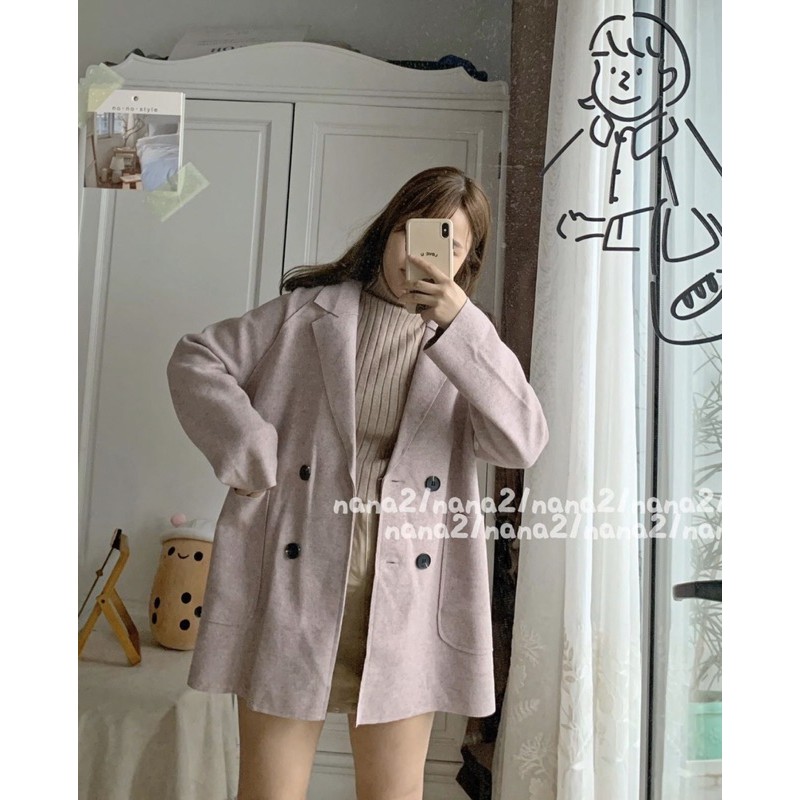 Áo khoác dạ ép cổ vest 4 khuy