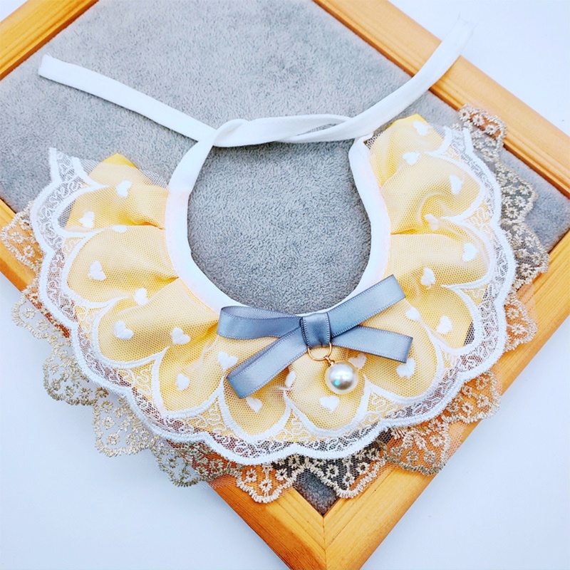 Vòng Cổ Bandana Công Chúa Cho Mèo May Mắn Với Ruy Băng Ren Thắt Nơ Tinh Tế